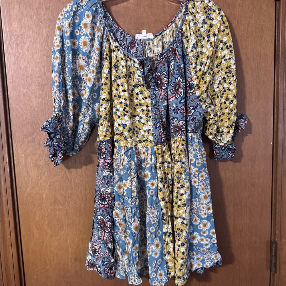 Easel brand Floral Boho Dress with Mixed Patterns, size M. Never worn